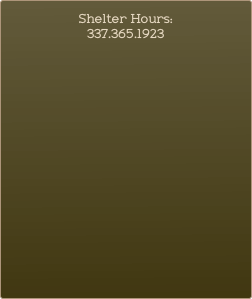 Shelter Hours:  
337.365.1923
